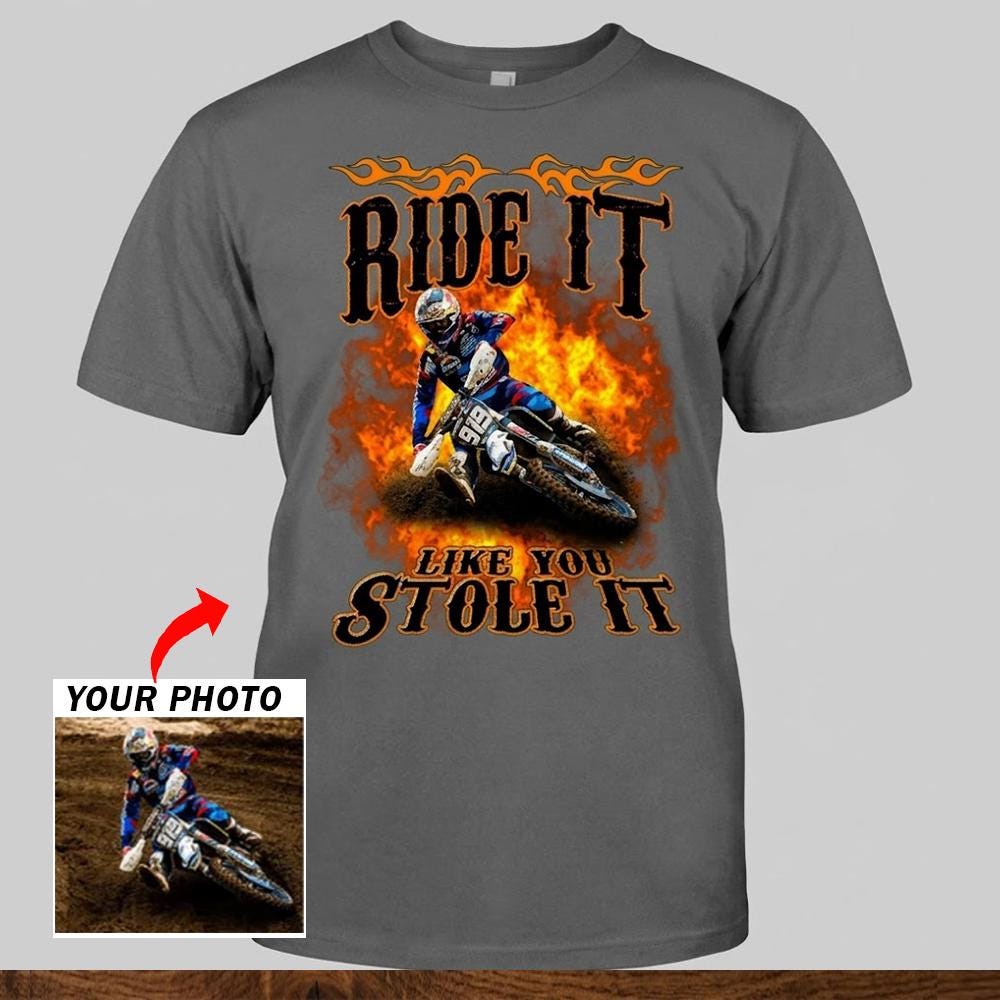 T-Shirt Motard Homme Idée Cadeau Drôle Moto Motocross – Parfait Pour Papa Ou Papy Passionné De Biker