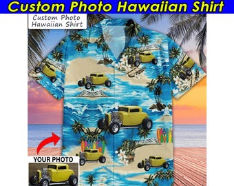 Hot Rod Owners Gifts Street Rod Rat Rod Car Personalized Photo Hawaiian Shirt, Custom Classic Vintage Muscle Car Lovers Gifts (HAW2)