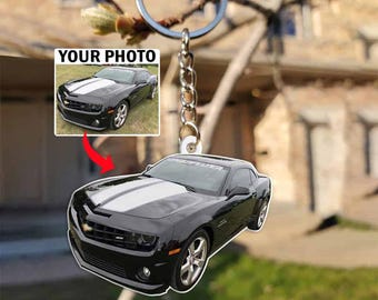 Classic American Muscle Car Personalized Photo Keychains, Cool Gifts For Muscle Car Lovers, Custom Car Keyrings