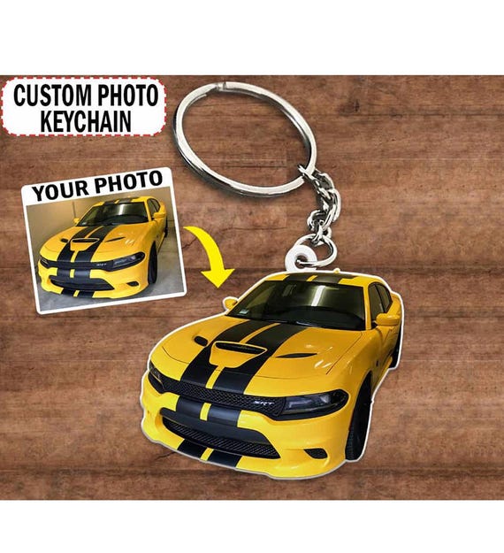 Personalized Photo Muscle Car Keychains, Cool Gifts for Car Guys
