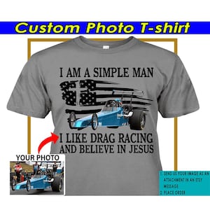 Camiseta personalizada de Drag Racing y Jesús, regalos únicos para drag racers cristianos, piloto de drag racing genial, divertida Navidad de drag racing (BK466)