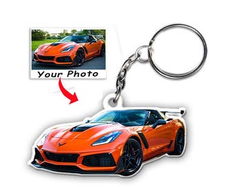 Sports Car Personalized Photo Keychains,Unique Gift For Car Guys, Supercar Luxury Car Muscle Car Owners, Custom Car Keychains