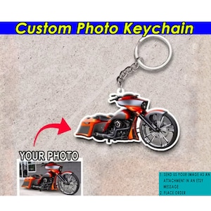 Biker Keychain Motorcycle Personalized Photo Keychain, Unique Gifts For Bikers, Lowrider Motorcycles, Sport Bike, Bobber Bike, Custom Bike