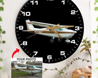 Reloj de pared personalizado con diseño de avión, regalo único para propietarios de aviones, amantes de las aeronaves ligeras, regalo para piloto de avión ligero (Reloj de pared 1)