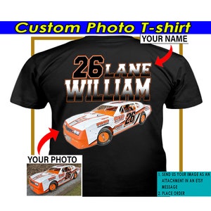 Street Stock Late Model Sprint Car Dirt Track Racing Personalized Photo & Name T-shirt, Gift For Dirt Track Racers (On the Back) (BK384)