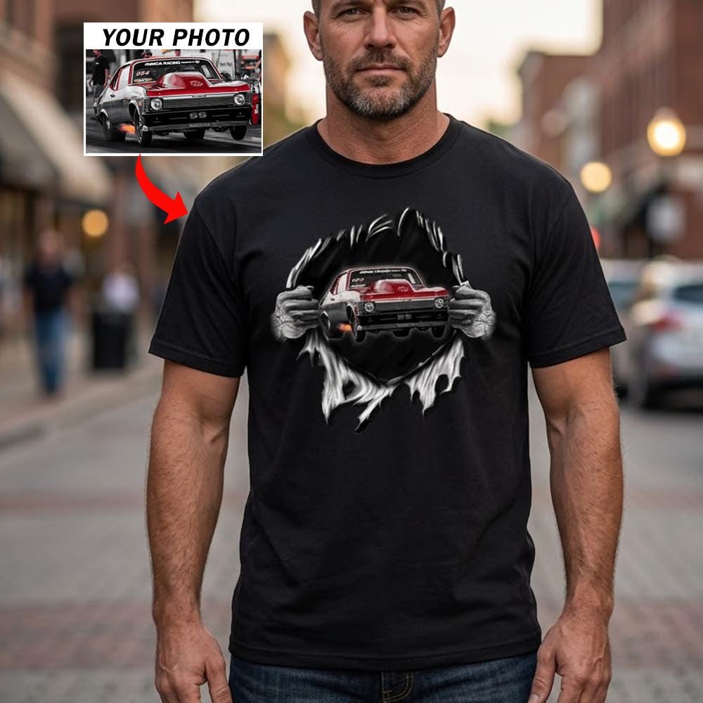 Cool Drag Racing Personalized Photo T-shirts, Unique Custom Gift