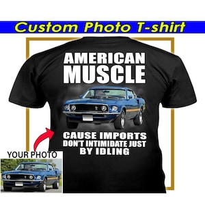 Cool American Muscle Car Personalized Photo T-shirt, Unique Gift For American Muscle Car Lovers Owners (On the Back) (CA37)