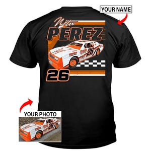 Street Stock Late Model Dirt Track Racing Personalized Photo & Name T-shirt, Custom Gift For Dirt Track Racers (On the Back) (BK395)