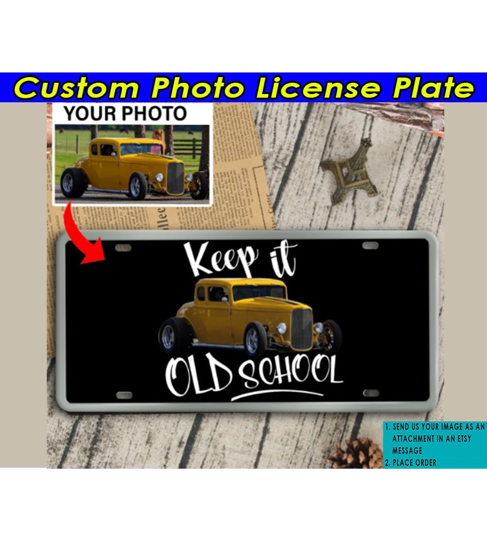 Vintage Classic Car Hot Rod Personalized Photo Printed License