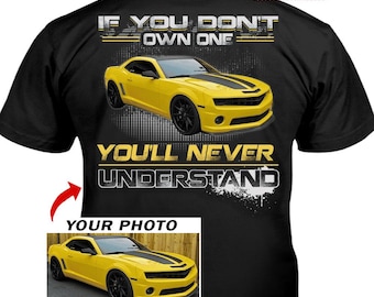 American Muscle Car Personalized Photo T-shirt, Unique Gift For Car Guys, Funny Gift For Muscle Car Owners (on the back) (BOA1)