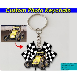 Dirt Track Racing Quarter Midget Car Personalized Keychains, Gift For Car Guys, Cool Gifts For Racers, Speedcar Keychains (Racingkeychain)