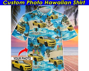 Cool Muscle Car Guys Gifts Personalized Photo Hawaiian Shirt, Custom Car Gifts, Modern Car, Vintage Car, Classic Car, Hot Rod Owners (HAW2)