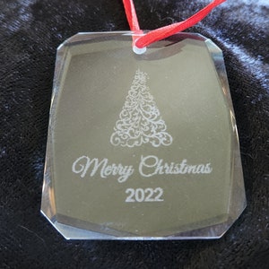 Glass crystal laser engraved Christmas ornament