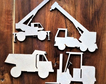 Construction Trucks & Vehicles Craft Shapes Children's Bedroom Transport Theme Wall Art Décor