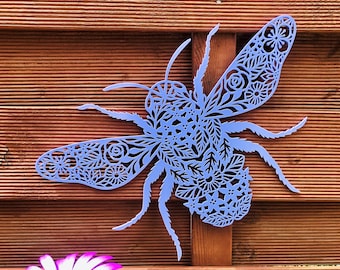 Bee Garden Décor, Outdoor Decoration, Fence Sculpture, Garden Sign, Balcony Décor, Insect Art, Gardening Lover Gift, Honey Bee Gift, Bee Art