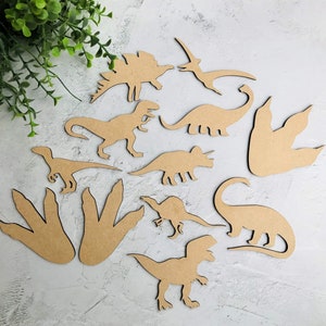 Dinosaur Wall Art Boys Bedroom Wooden Dinosaur Craft Shape Blanks Wall Décor Jurassic Wall Art Dino Nursery Art Dinosaur Embellishments