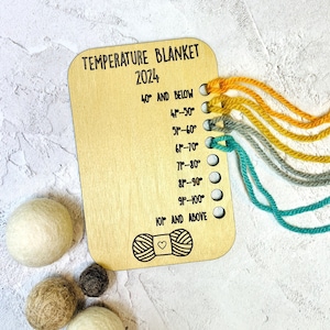 Manta de temperatura, tarjeta de colores, planificador de tejido, organizador de lana, tarjeta de hilo de lana, proyecto de crochet, regalo de artesano, recuerdo, Fahrenheit