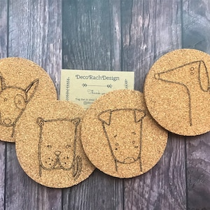 Cute Dog Puppy Drink Coaster Funny Cartoon Dog Round Cork Coaster Animal Coaster Valentines Gift Animal Dog Lover Present