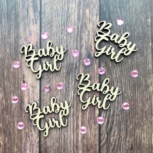 Baby Girl Word Wooden Scatter Table Confetti Rustic Vintage Barn Baby Shower Eco Party Confetti New Baby Gift Gender Reveal