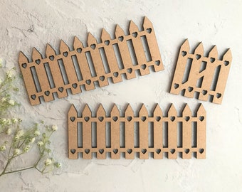 Miniatuur houten sprookjestuinhek: piketpaneel, poppenhuisaccessoire
