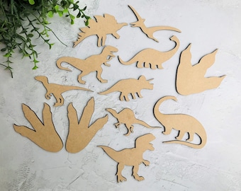 Dinosaur Wall Art Boys Bedroom Wooden Dinosaur Craft Shape Blanks Wall Décor Jurassic Wall Art Dino Nursery Art Dinosaur Embellishments