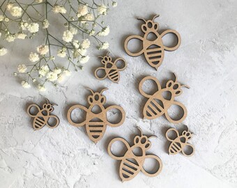 Bee Wooden Embellishments Card Making Bumble Bee Template Craft Decoration Art Insect Shapes Craft Blanks Hanging Bee Ornament Baby Shower