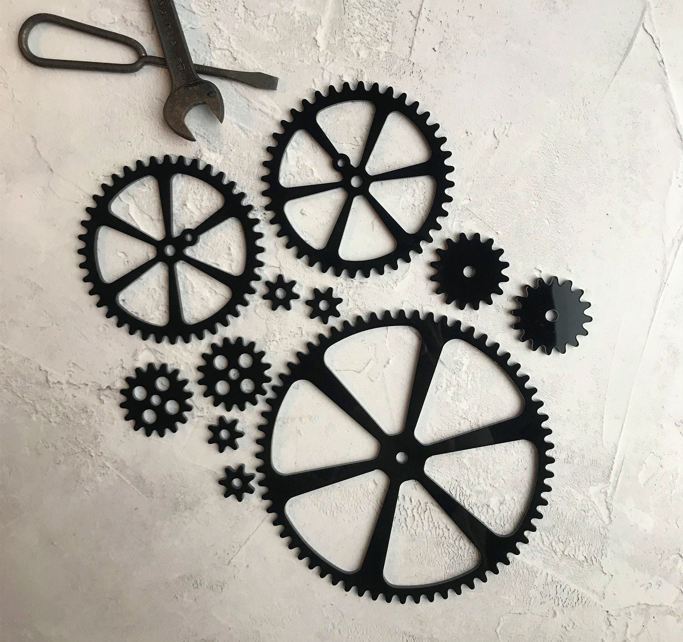 Steampunk Zahnräder Interlocking Schwarz Acryl Meshing Zahnrad Formen  Drehrad Industrial Dekoration Zahnräder Dekor Uhr Zahnrad - .de