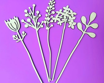 Birch Plywood Flower Stems: Paint Your Own Floral Bouquet