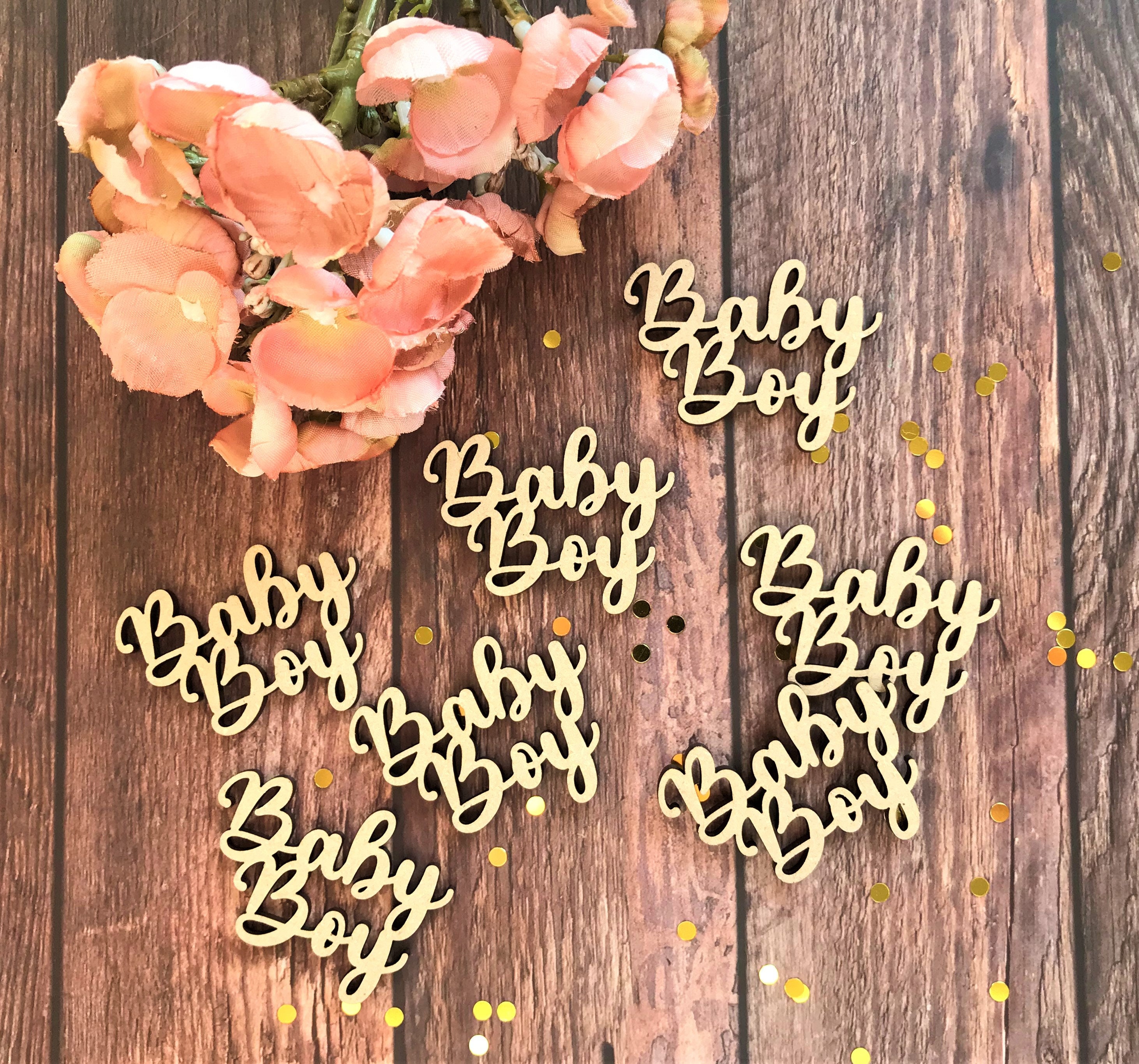 Baby Shower Confetti Baby Shower Decor Wooden Confetti Boy Etsy
