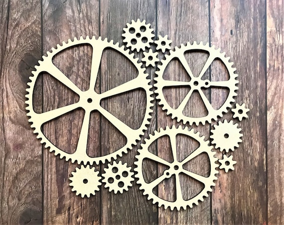 Wooden Gears Cogs Gear Shapes Decorative Gear Craft Industrial Decor DS