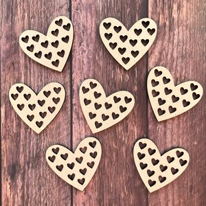 Wooden Heart Cut-Out Craft Shapes Rustic Barn Wedding Décor Scatter Table Confetti Heart Embellishments Card Making Valentines Craft Blanks