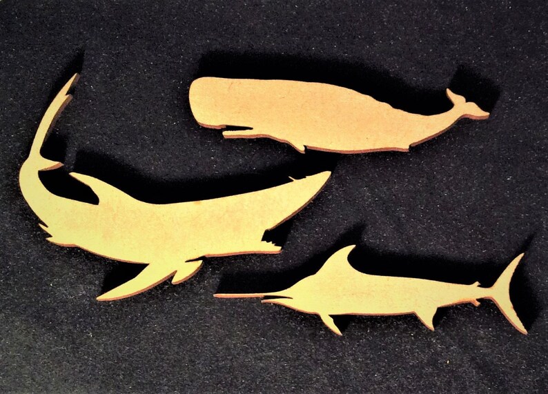 Sea Creatures Wooden Craft Shapes Under the Sea Decoration Sea Ocean Theme Embellishments Art Starfish Seahorse Jellyfish Whale Crab Fish...