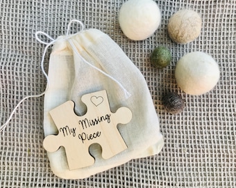 Personalized Jigsaw, My Missing Piece,  Keepsake: Romantic Birch Veneer Gift