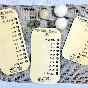 Manta de temperatura, tarjeta de colores, planificador de tejido, organizador de lana, tarjeta de hilo de lana, proyecto de crochet, regalo para artesano, recuerdo, Celsius