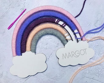 Gepersonaliseerde regenboogknutselset: doe-het-zelfset garenmuur