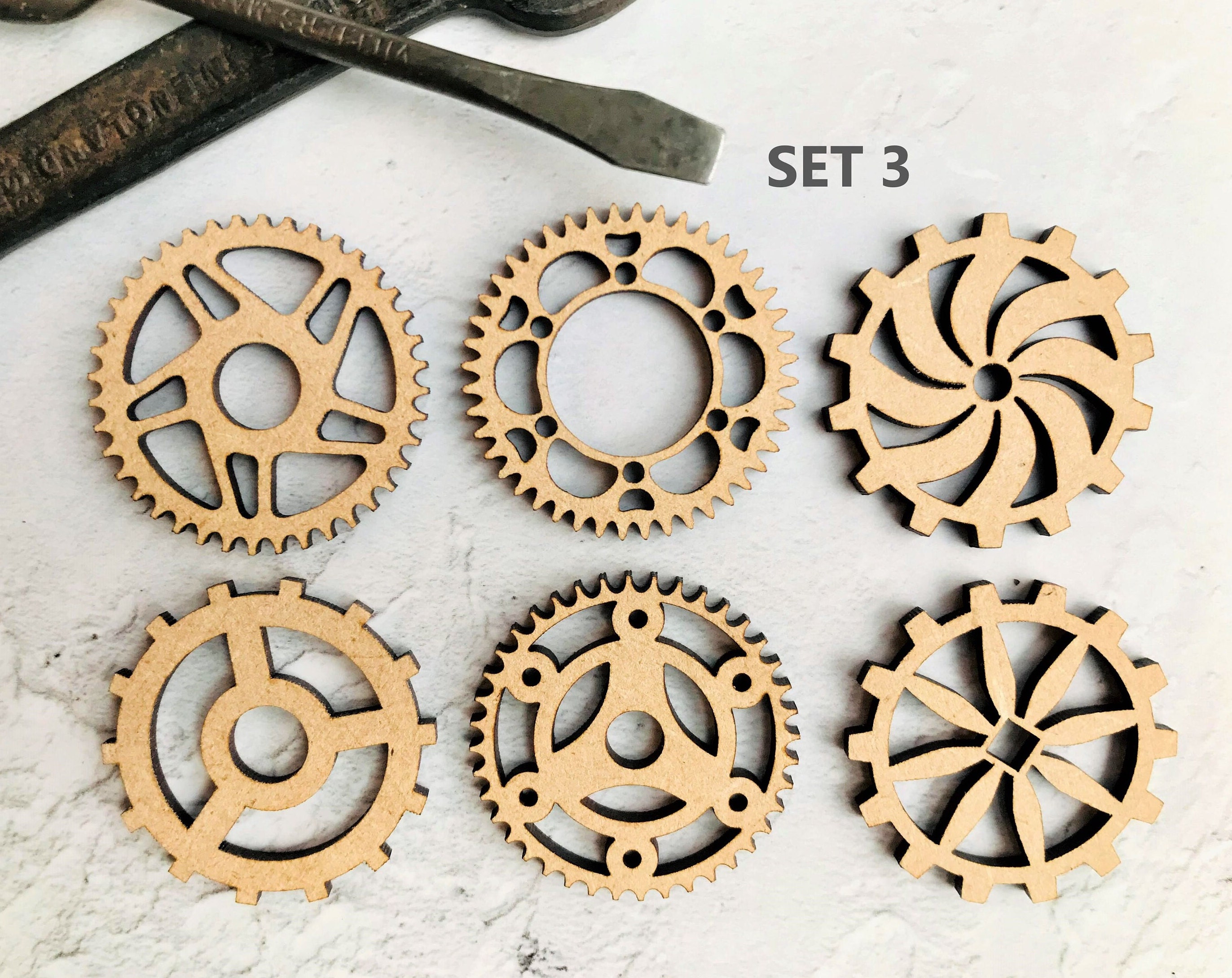  12pc. Set of Wooden Gears - Cool Industrial