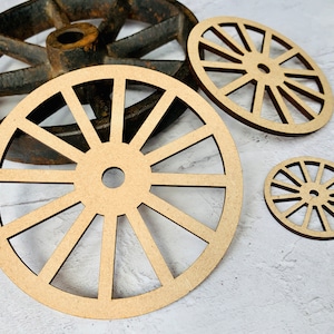 Cart Wagon Wheel, Vintage Coach, Toy Train Wheels, Decorative Wooden Wheel, MDF Craft Shape, Model Making, Old Fashioned Bike, Mini Wheel