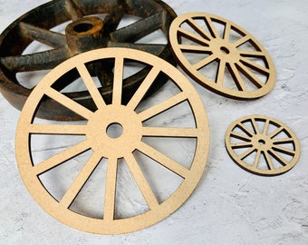 Cart Wagon Wheel, Vintage Coach, Toy Train Wheels, Decorative Wooden Wheel, MDF Craft Shape, Model Making, Old Fashioned Bike, Mini Wheel