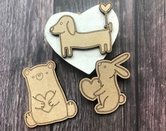 Pocket Hug: Wooden Animal Heart Token - Thinking of You Gift