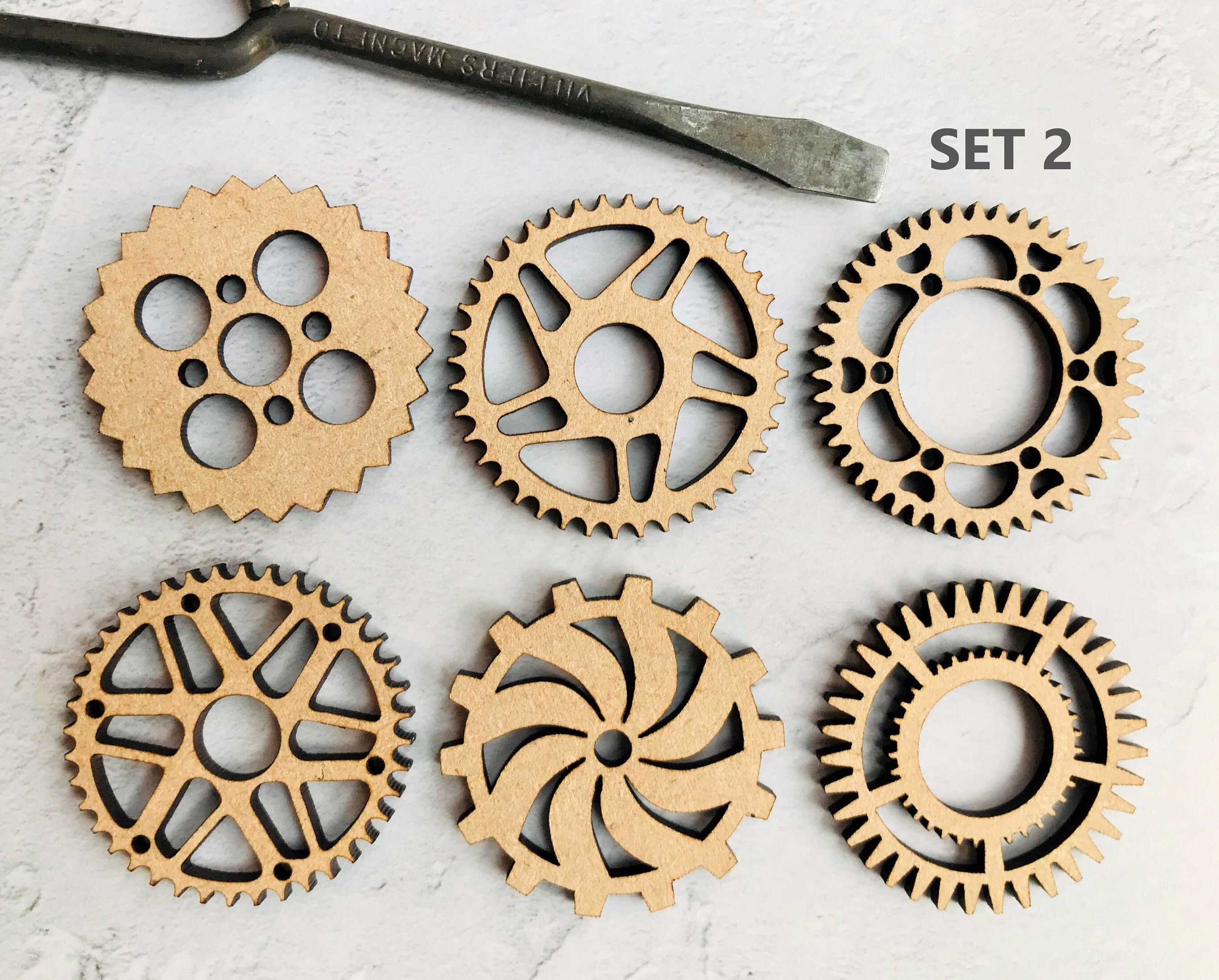  12pc. Set of Wooden Gears - Cool Industrial