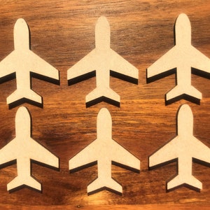 Aeroplane Plane Jet Craft Shapes Wooden Blank Templates Children's Bedroom Airport Theme Wall Décor Card Making Embellishments