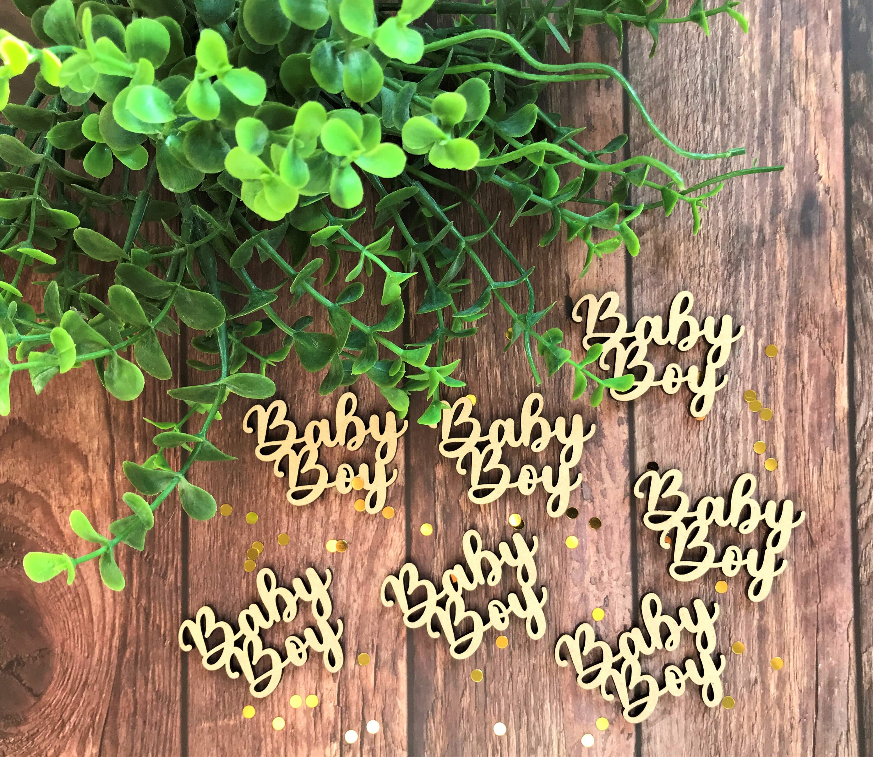 Baby Shower Confetti Baby Shower Decor Wooden Confetti Boy Etsy
