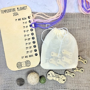 Manta de temperatura, botones mensuales, botón anual, planificador de tejido, organizador de lana, proyecto de crochet, regalo para artesano, recuerdo, Celsius