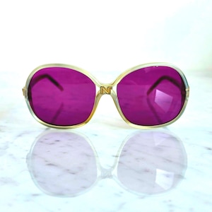 BVLGARI Vintage Sunglasses Oval Purple Gold Silver 812 911 Frame