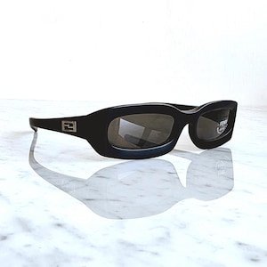 FENDI Vintage Sunglasses Oval Gold FS300 Offset Safety Pin Temples