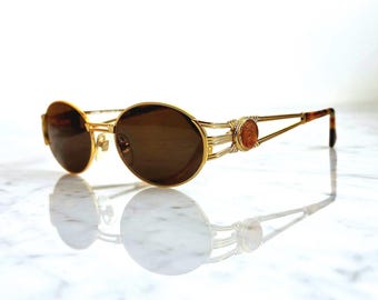 Occhiali da sole vintage FENDI ovali oro arancione SL7035 Quavo Huncho montatura nuovi NOS anni '90 Migos