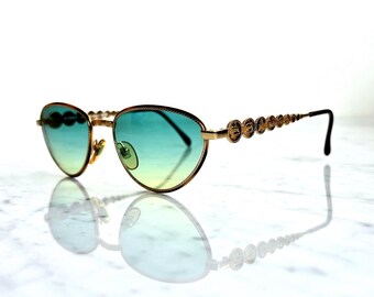 FENDI Vintage Sunglasses Gold Brown Frame FS216 Green 90s  display picture 3