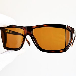VERSACE Vintage Sonnenbrille quadratisch wickeln Tortoise braun Silber Gianni 373 Migos Rihanna Lady Gaga Designer 4 Vier eckige Linse großen Rahmen 90s
