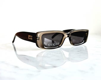 GUCCI Orange Vintage Sunglasses GG2409/S Oval Rectangular Silver