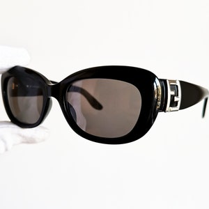 FENDI vintage zonnebril zeldzaam zwart zilver ovaal masker vierkant jaren 90 ebbenhouten frame cateye Lady Gaga Kylie Jenner Rihanna rockabilly FS172 nieuw NOS